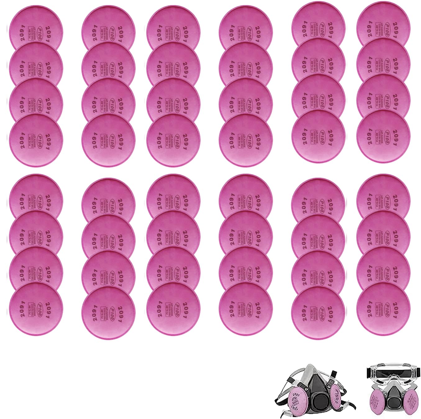 12pcs 2097 Filters for Respirator, Particulate Filter Cotton for P100 Filter Holders Filter Retainer Replacement for 6000 6200 6800 7000 FF-4 Series Breathing Mask for Against Dust (2097-12pcs) — view 11