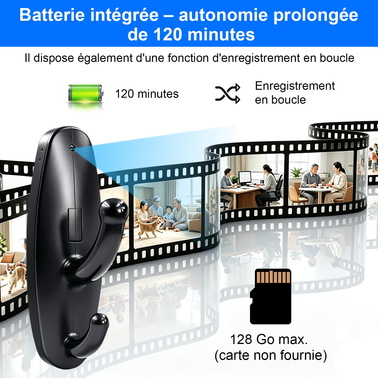 Mini Caméra Espion Discrète HD 1080P, Micro Caméra Cachée avec Détection de Mouvement pour Usage Interne