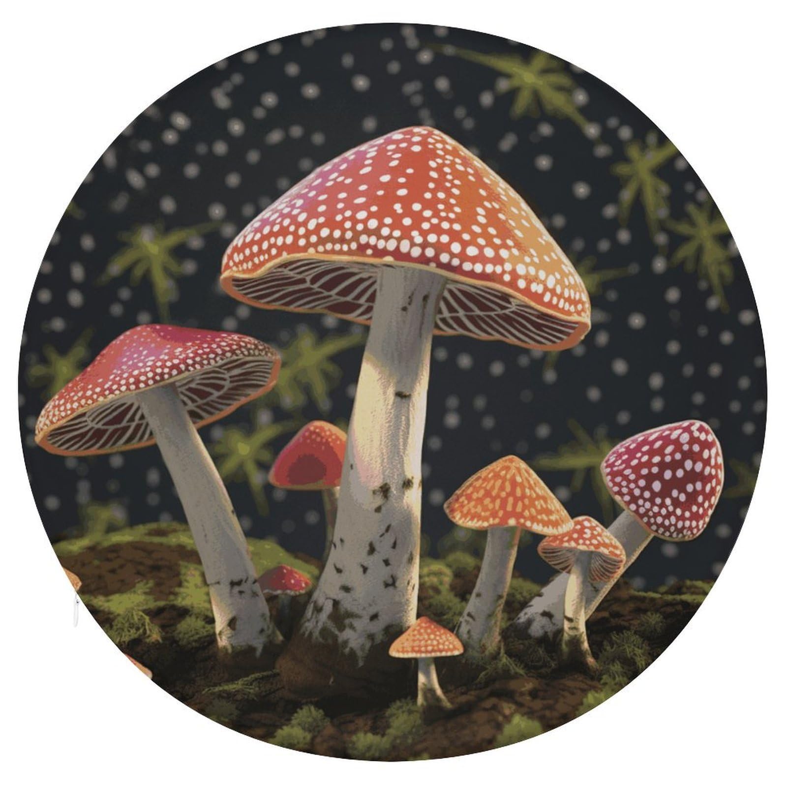 FekiLoot Mushroom Circle Cushion Memory Foam Chair Pad Soft Warm Floor Cushions Reversible Seat Cushion Pads with Zipper for Indoor Outdoor Kitchen Dining Office