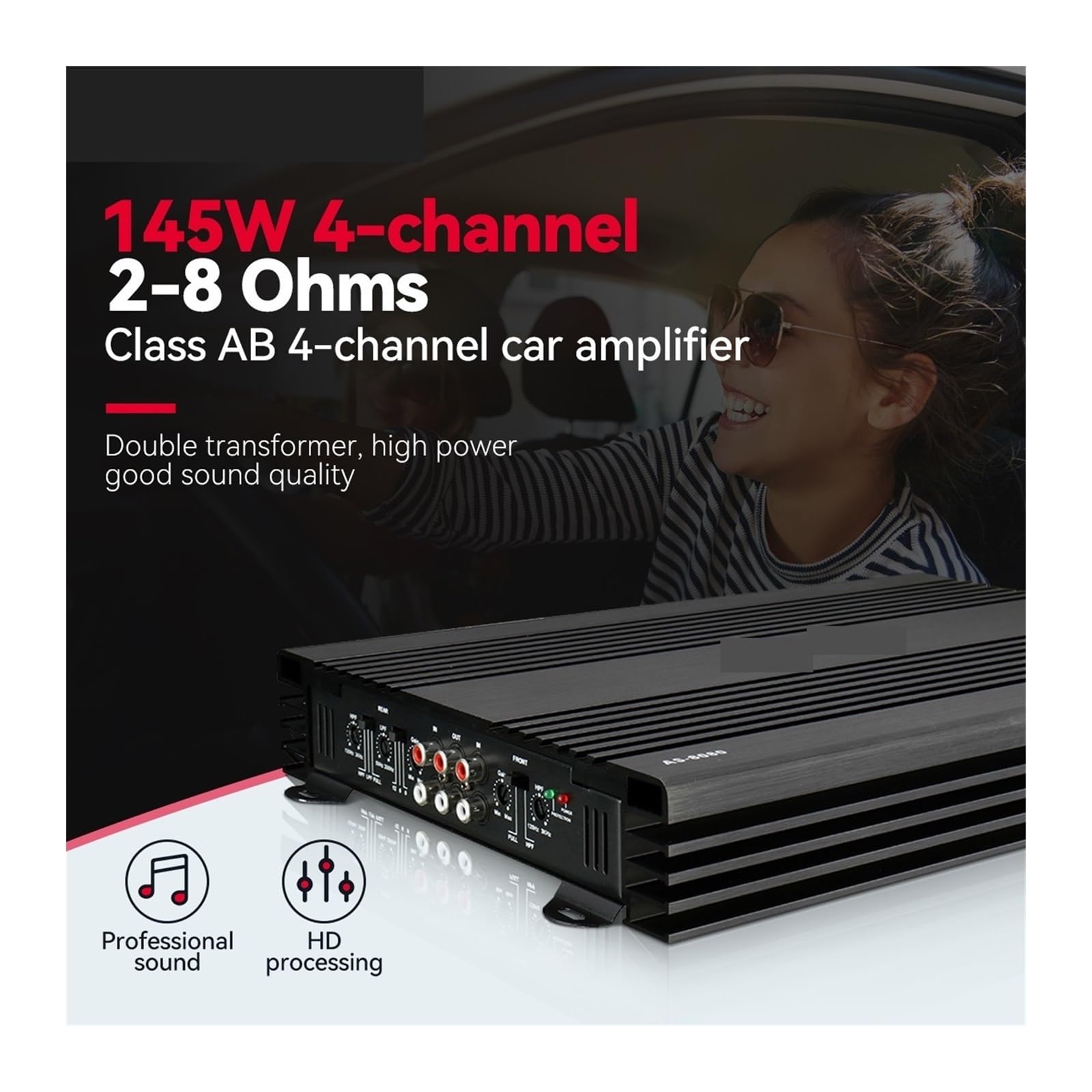 Amazon.co.jp: パワーアンプ 4チャンネル 12V AS-8080 カーアンプ 4CH