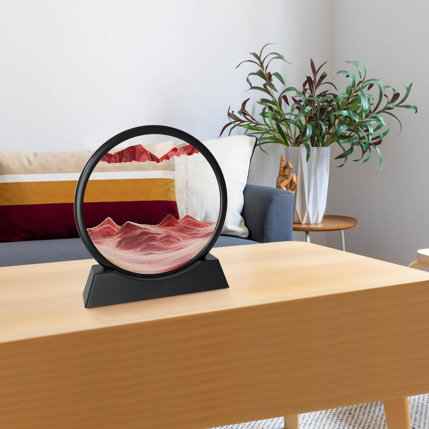 Fitifun Moving Sand Art, Sand Art Liquid Motion Moving Sand Art Picture Sandscapes in Motion 3D Sand Painting for Home Decor and Office (Red, 12in)