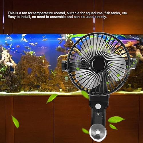 Miniatura 5 de Diyeeni Mini Adsorbable Aquarium Fan Low Noise Design Angle Design USB Charging Long Battery Life (Black)