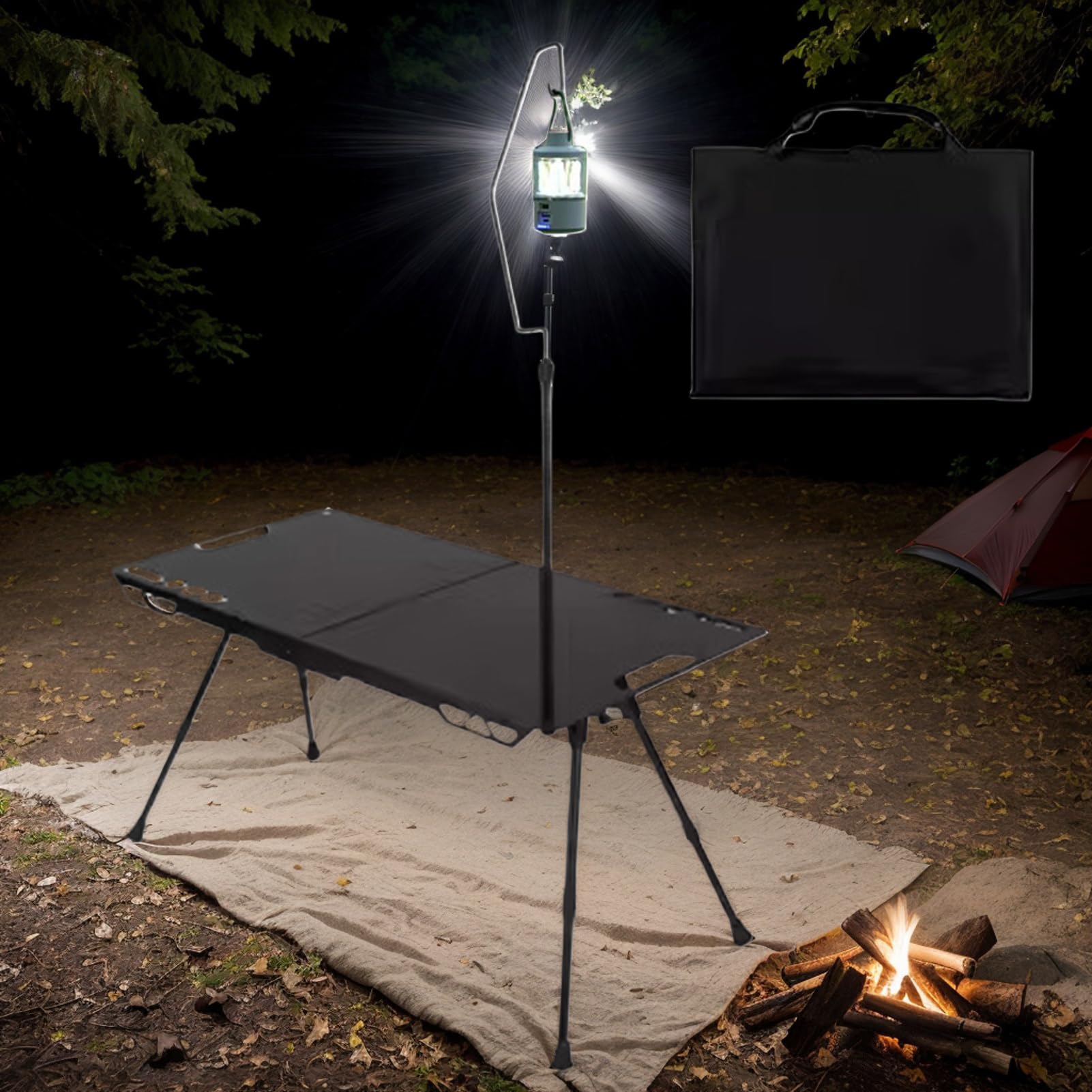 Stół Campingowy | Stolik Aluminiowy z Regulacją Wysokości,Stolik Turystyczny - na Zewnątrz, na Plażę, Patio, Podwórko, Balkon, do Ogrodu, Tailgating, do Kampera i w Podróży