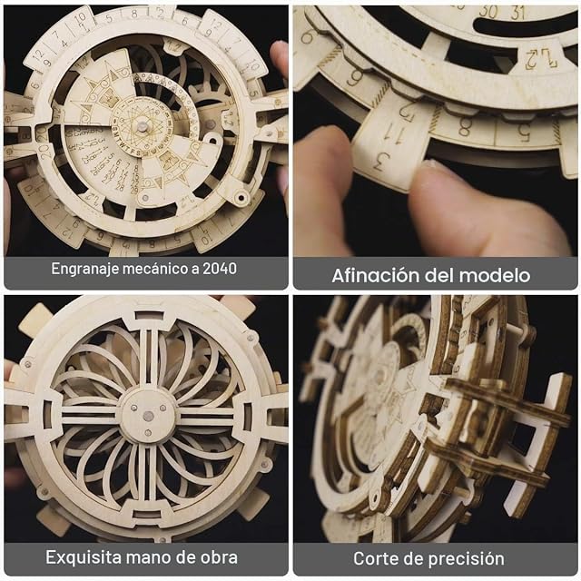 Foto 3 de 8 de ROBOTIME Calendario Perpetuo Manual Maqueta de Madera para Adultos, LK201