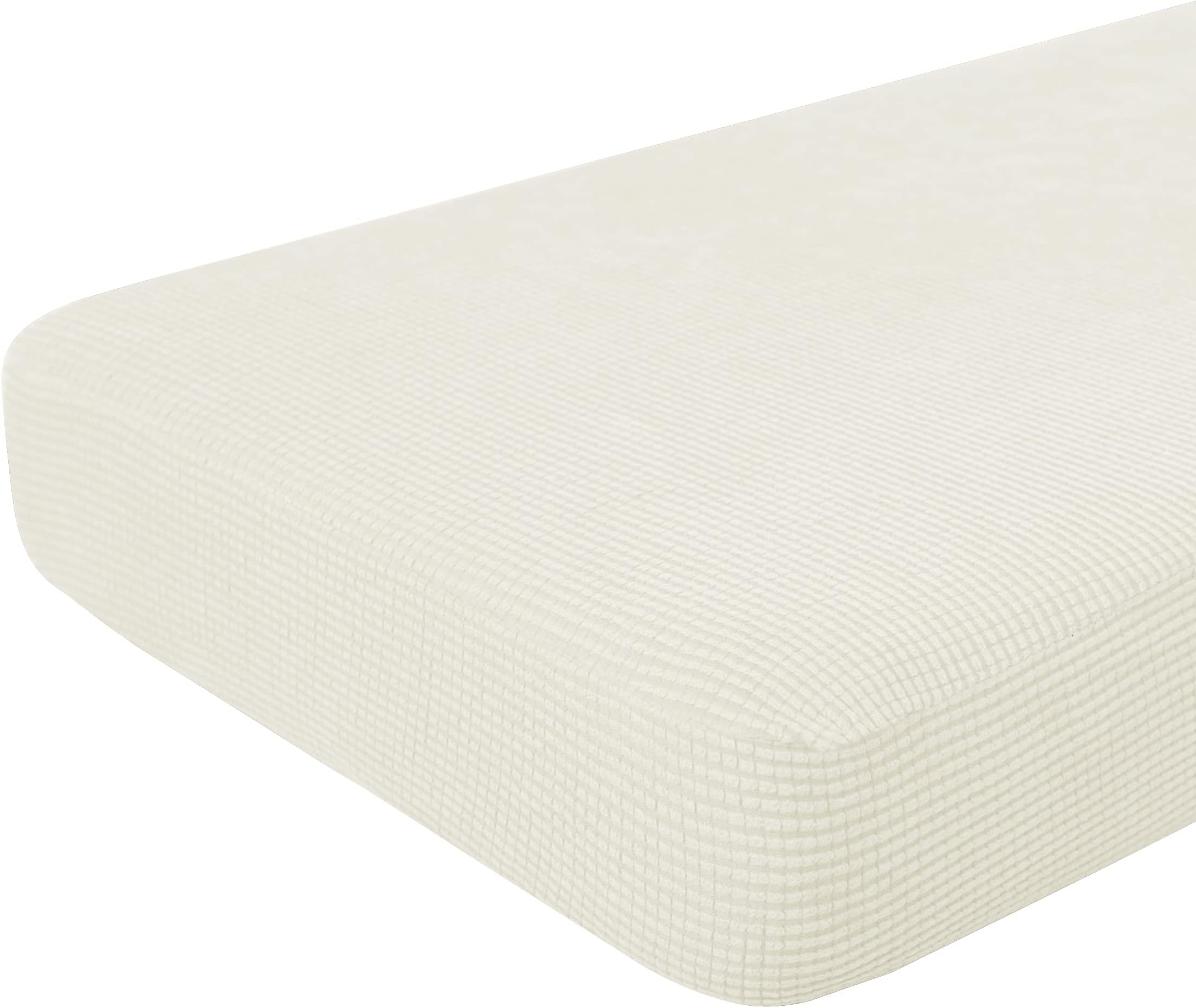 Hokway Stretch Couch Cushion Replacement Slipcovers Reversible Cushion Slipcovers Sofa Cushion Covers(Creamwhite, Large)OEKO-TEX STANDARD 100