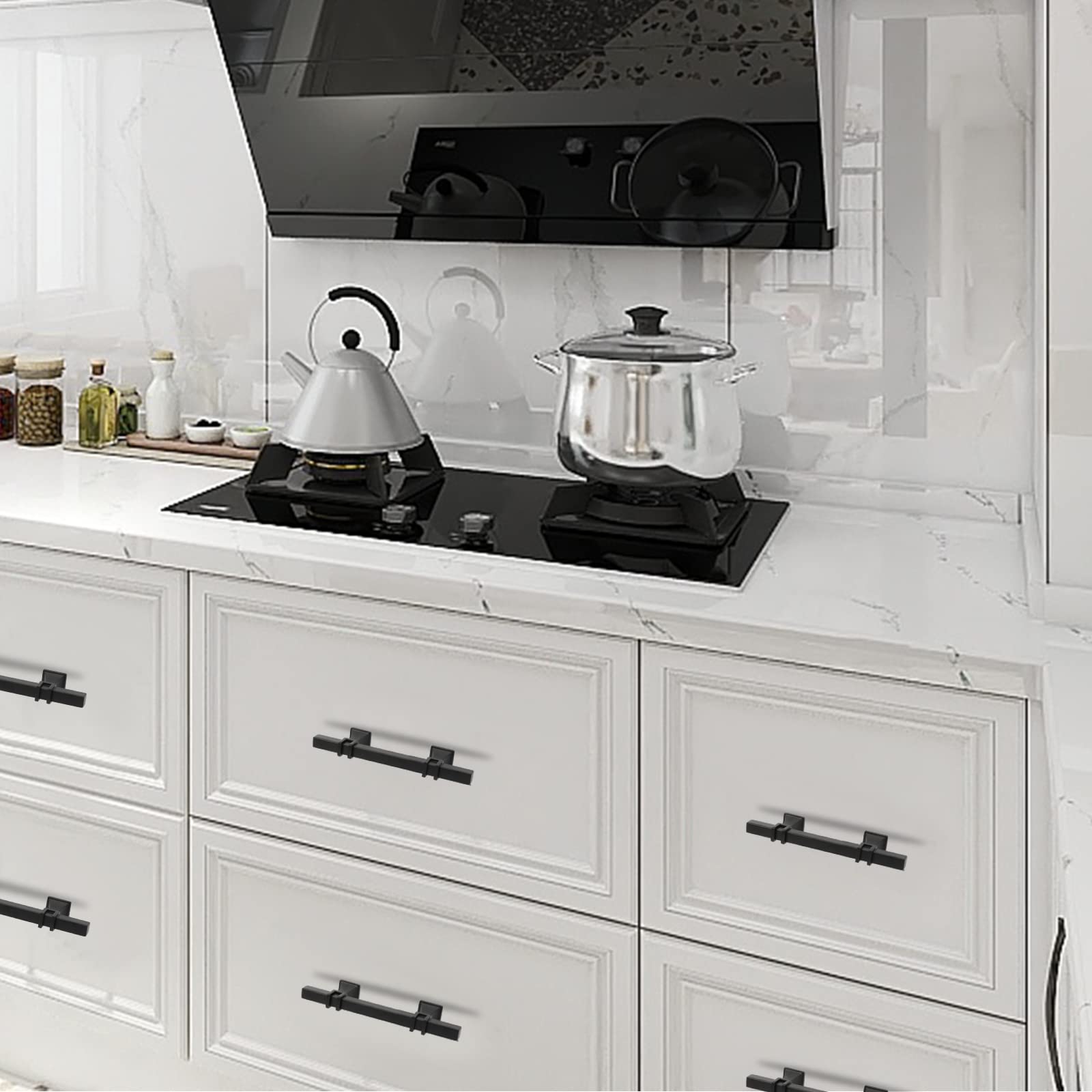 Paquete de 30 tiradores negros de 3 pulgadas, color negro mate, manijas cuadradas para gabinetes de cocina, cajones de cocina, accesorios para gabinetes de cocina
