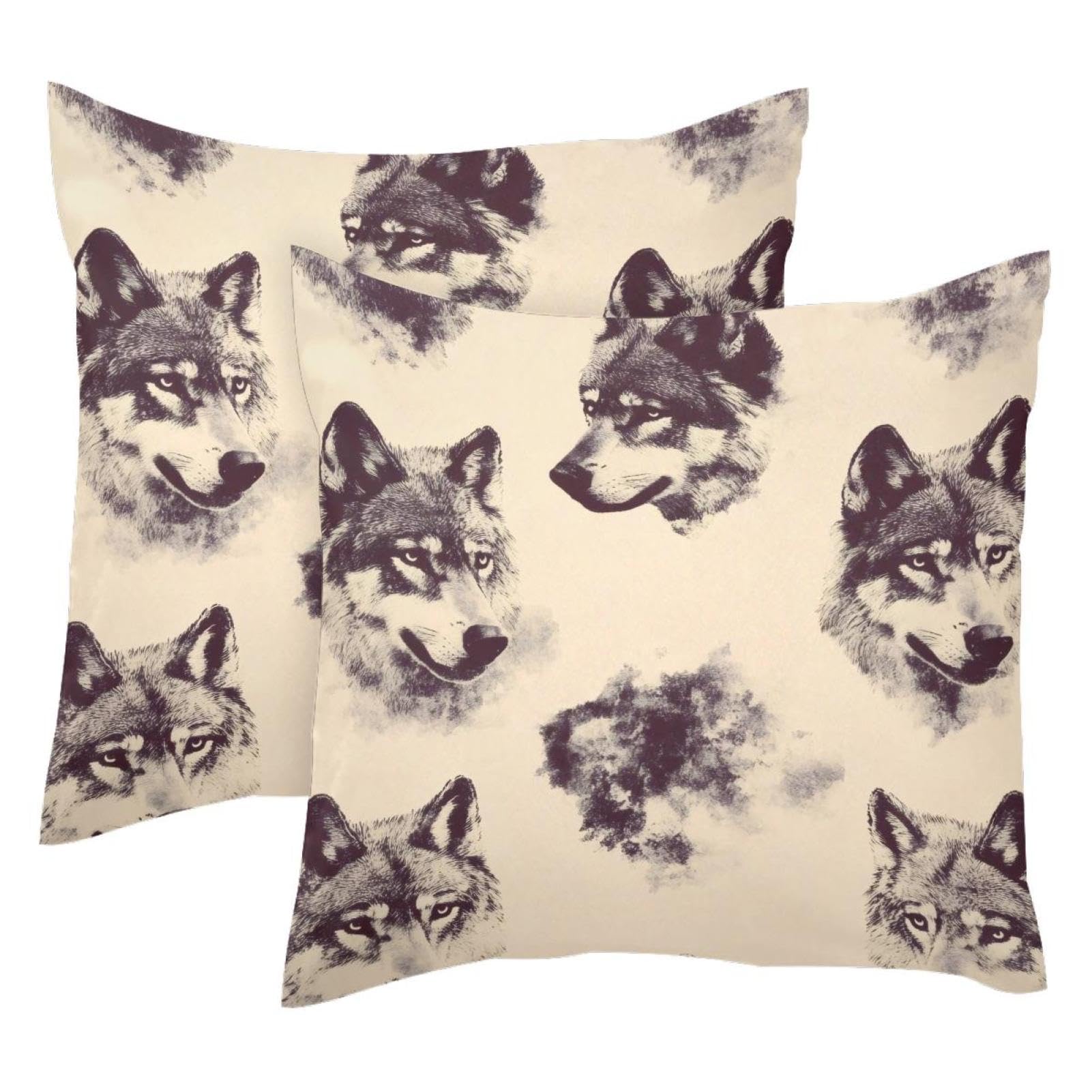 Housse de coussin loup en velours pour un salon cocooning chic