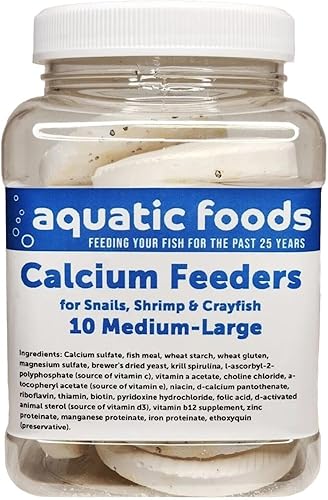 Aquatic Foods Inc. Conchas alimentadoras de calcio para camarones, caracoles, cangrejos, cangrejos de río, 10 unidades de conchas de alimentador