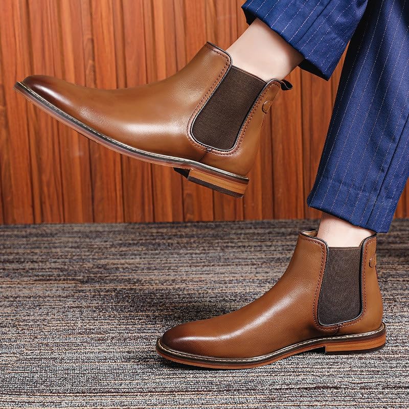 Men's Business Leather Shoes Anti-slip Wear-resistant High-top Boots Shoes Fashion Wild Men Dress Slip On Breathable Leather Shoes4