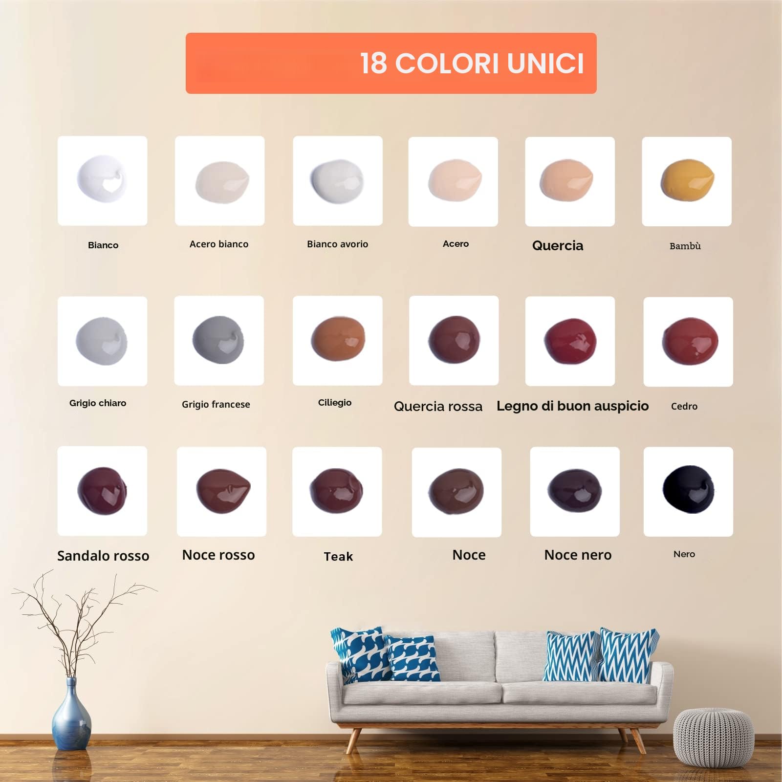 Set di riparazione in laminato, 31 stucco per legno, 18 colori, set di riparazione per parquet, kit di riparazione per legno, attrezzi per riparare completamente i vostri mobili in legno