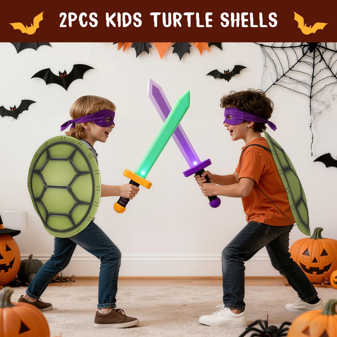 VICASKY Mochila de tortuga con caparazón de tortuga, 2 piezas, accesorios de disfraz para niños, mochila de Eva rendimiento verde
