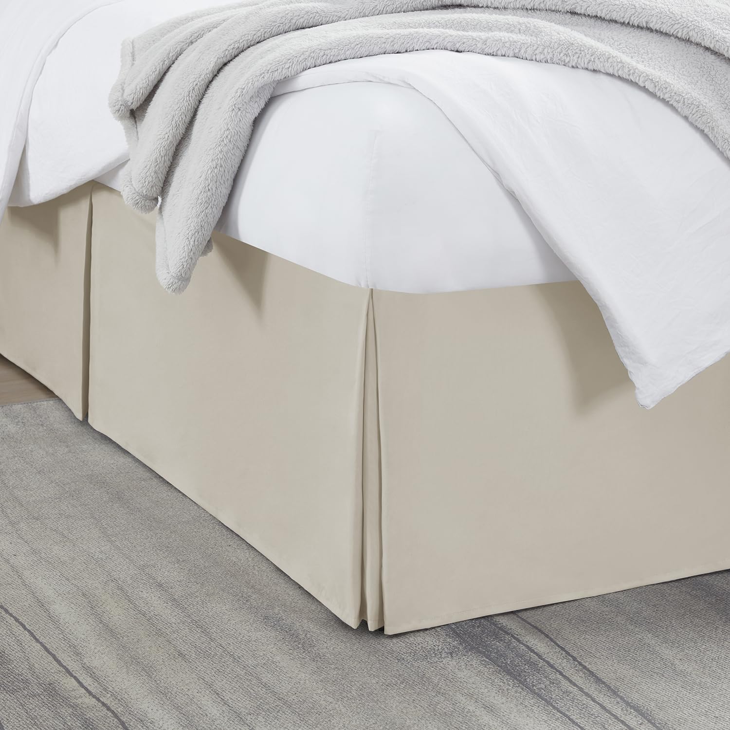 Nestl Linen Full XL Bed Skirt - Full XL Size Bed Skirt 14 Inch Drop - Brushed Microfiber Bed Skirts - Hotel Quality Pleated Bed Skirt - Shrinkage &