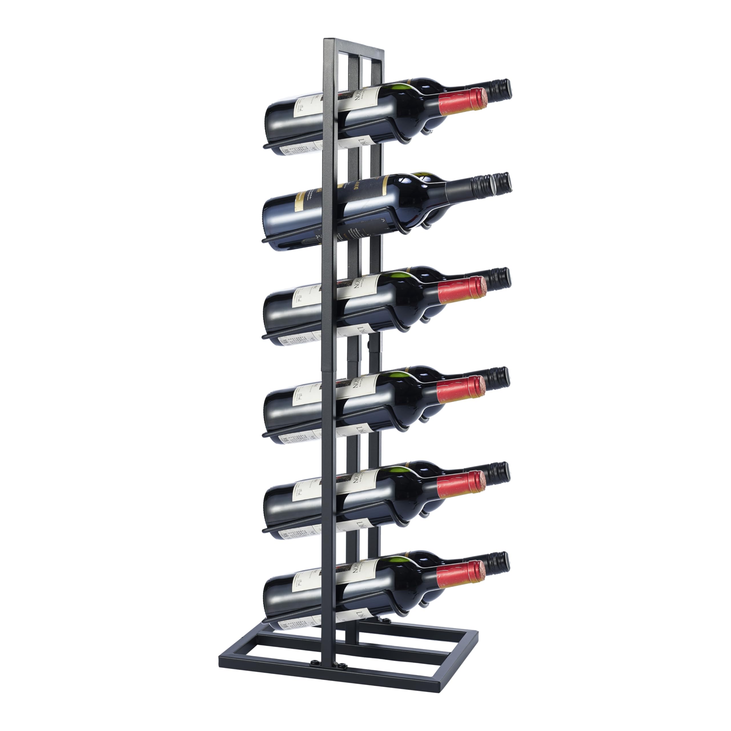 Botellero para botellas 6 o 12 - Gabinete de vino - Portabotellas de vino - Almacenamiento de vinos con sacacorchos - Negro - Recubrimiento en polvo Metal Acero Botelero Estilo industrial