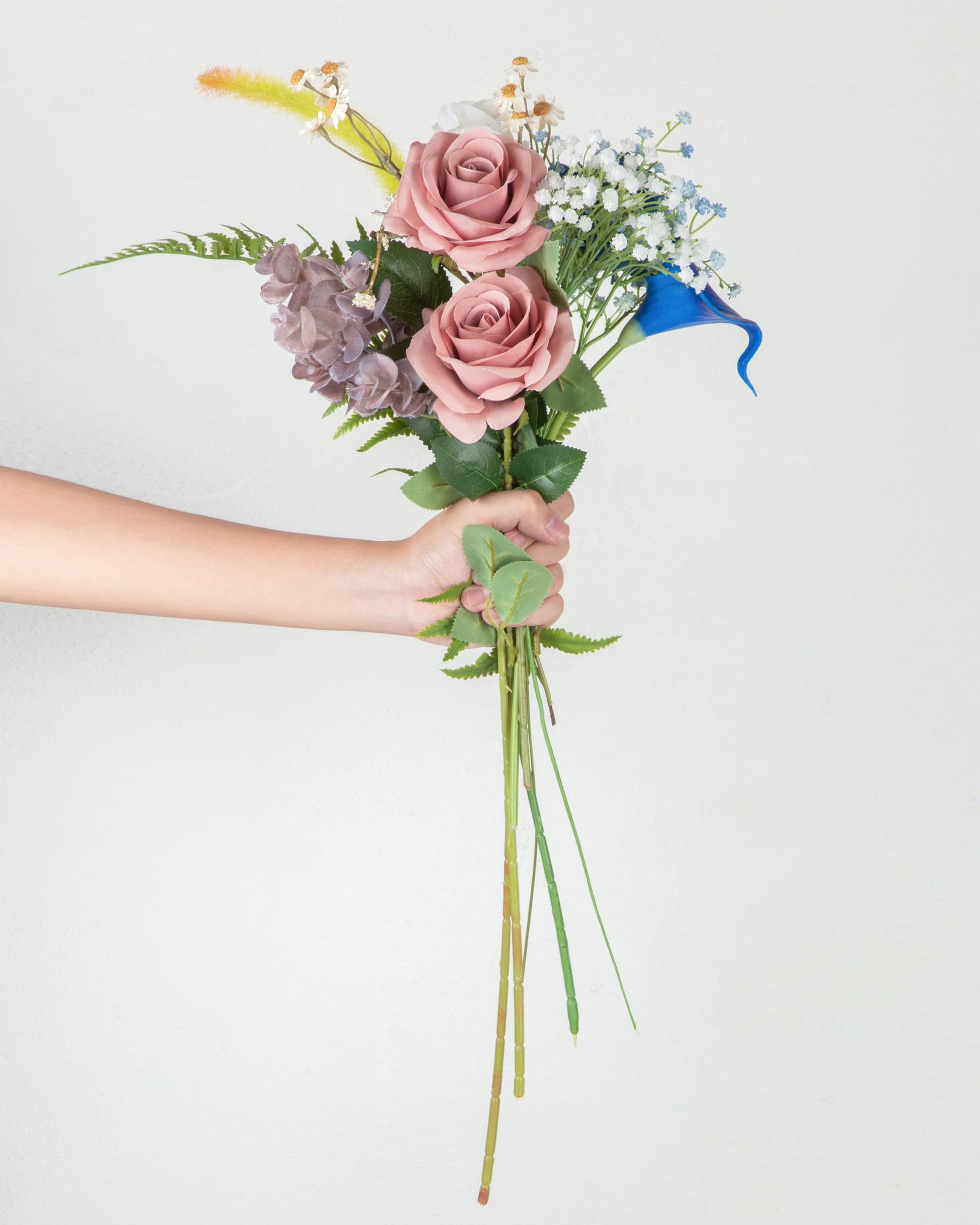 DuHouse 10Pcs Artificial Roses Fake Silk Flowers Realistic Bridal Bouquets with Single Long Plastic Stems for Arrangement Wedding Table Centerpiece Party Home Decor(Dusty Rose) - Image 3