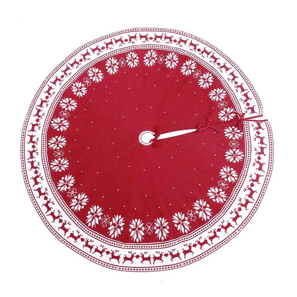 Tappeto per Albero di Natale Gonna Albero di Natale, Maglia Tappetino Albero di Natale Rosso for la casa Vacanze Decor Party Decorazioni Natalizie Gonna per Albero di Natale(122cm/48inch)