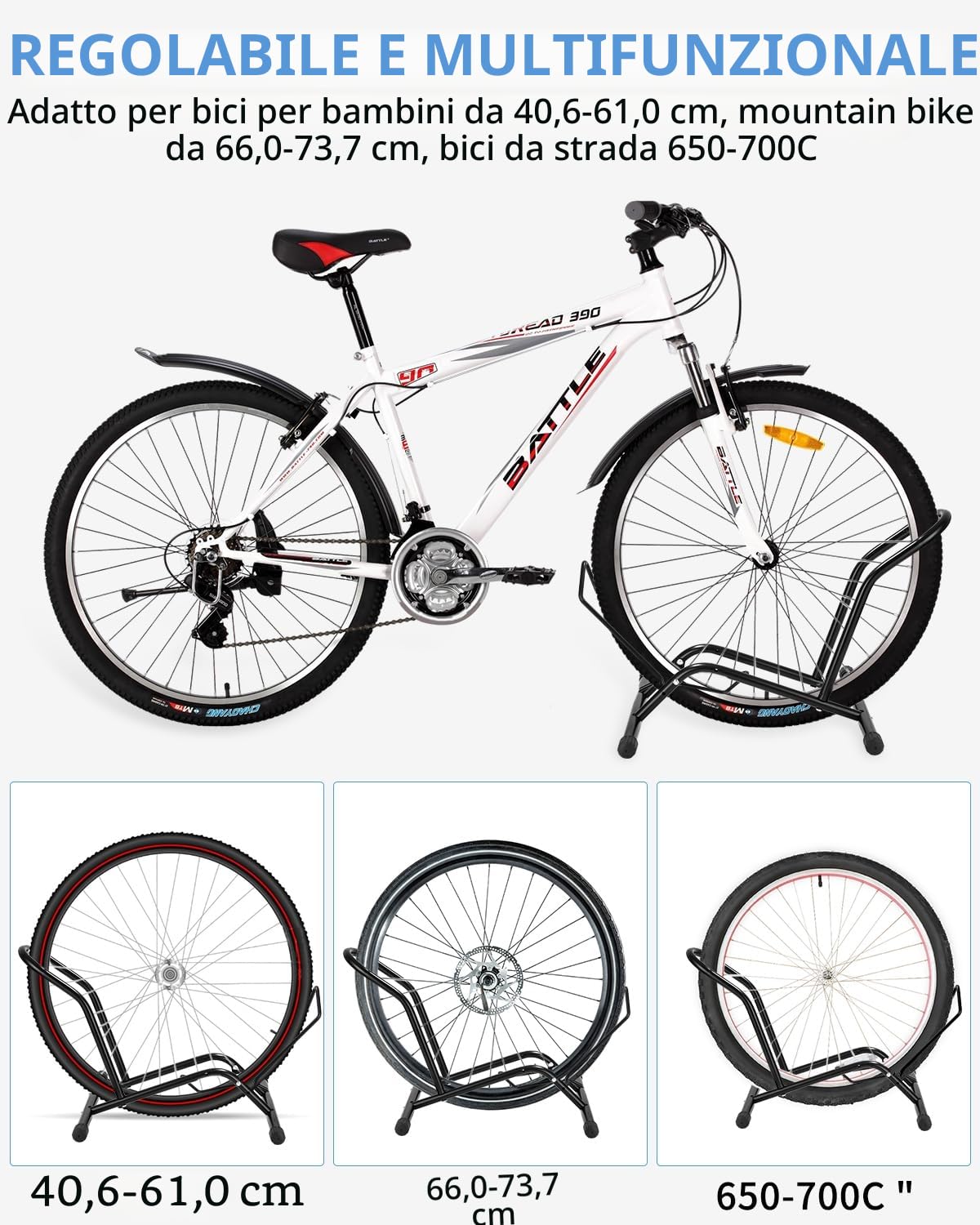 Huifoo Cavalletto Supporto Parcheggio Bici, Cavalletto per Bicicletta da 16 a 29 Pollici, Supporto Professionale per Bicicletta, per Mountain Bike Bici da Strada MTB