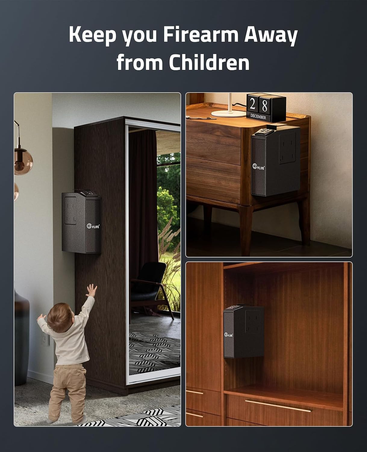 CVLIFE Biometric Gun Safe for Handgun Quick-Access Safety Device with Fingerprint Lock or Key Pad, Gun Lock Box for Home Bedside Nightstand