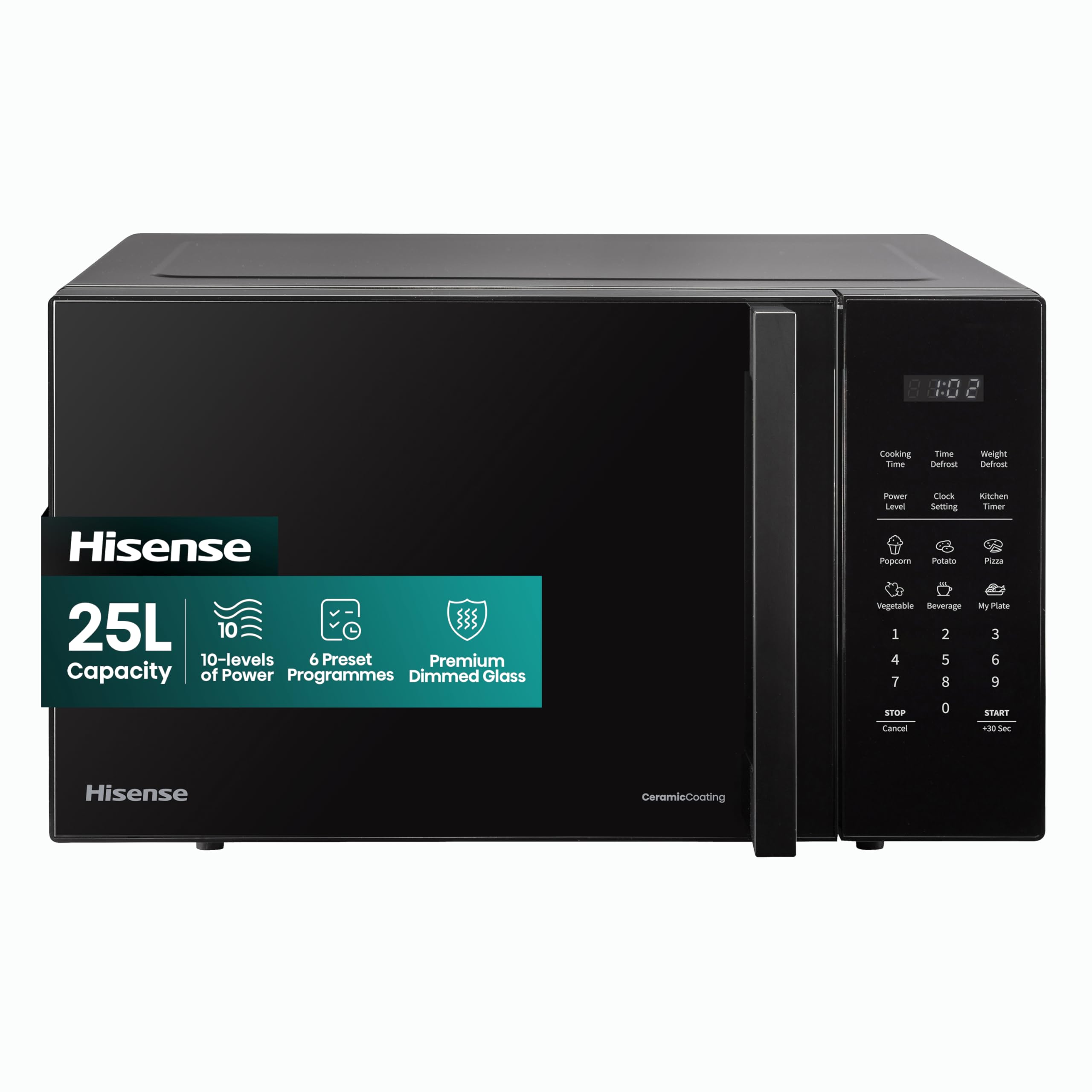 Hisense H25MOBS7HUK 25-Litre Electronic Microwave, Auto Defrost, Digital Display, Smart Cook, Multi-Level Cooking, Easy Clean, Black โ image 1