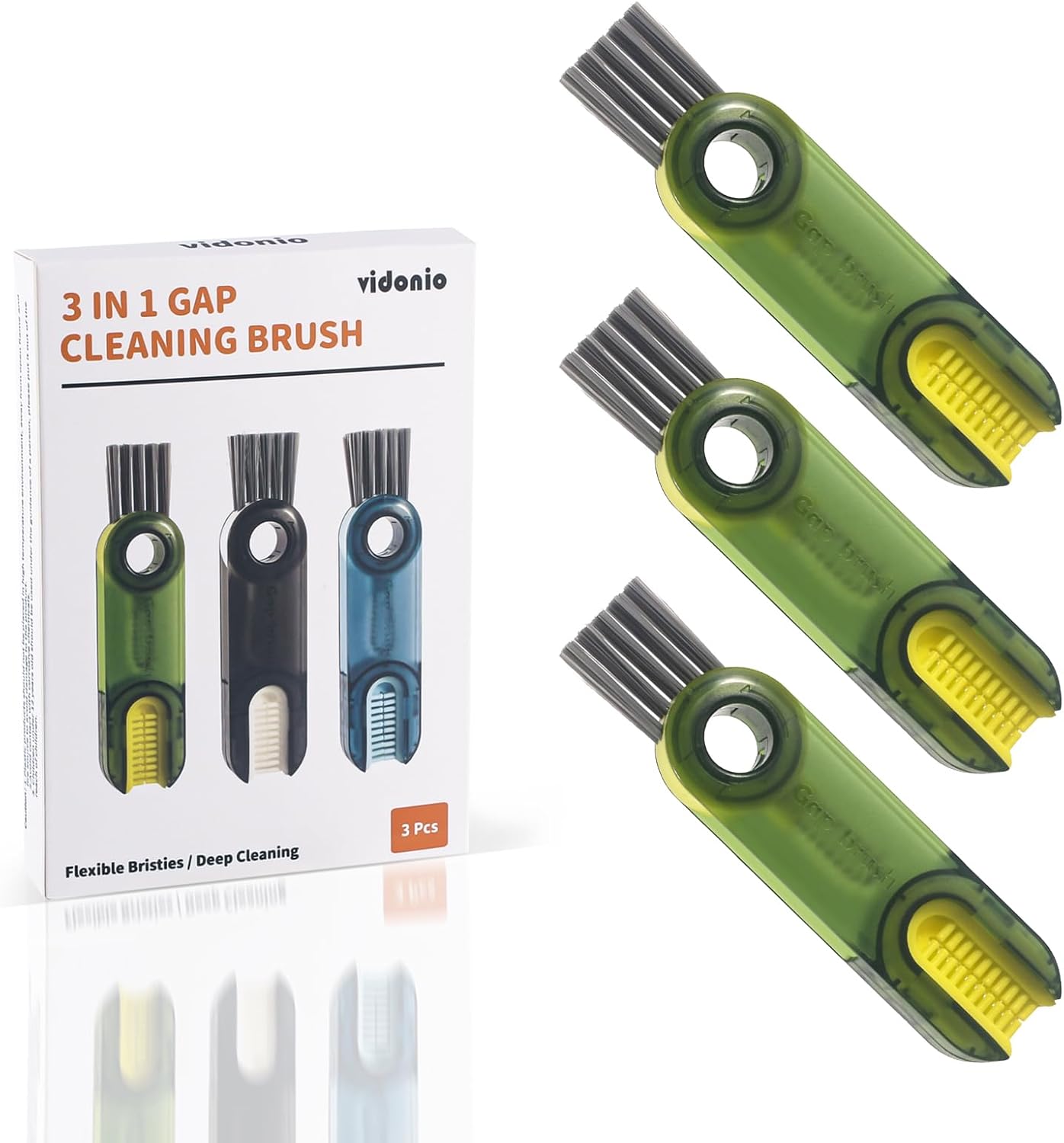 3-Piece Blue Multifunctional Silicone Cup Cleaning Brush Set