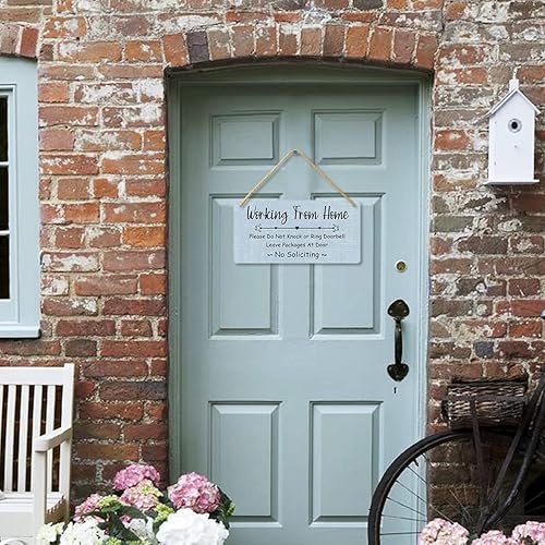 Miniatura 7 de Letrero para puerta de 12 x 6 pulgadas con texto en inglés "Please Do Not Knock or Ring Doorbell", placa de madera colgante con texto en inglés "Do