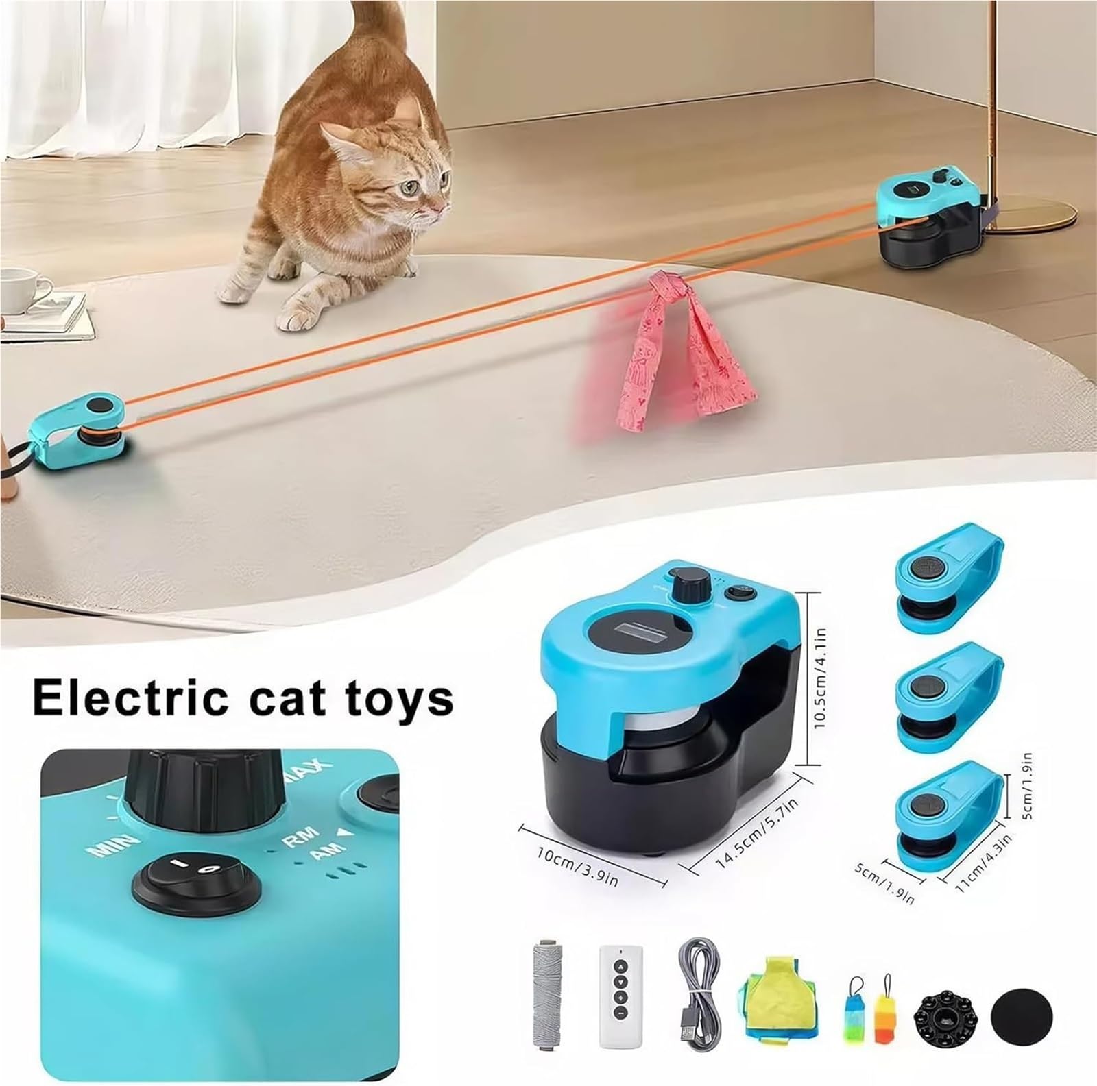 Rueda de correr para gatos, juguete interactivo para gatos de interior, cinta de correr de velocidad ajustable con control remoto, ejercicio de caza simulado para uso doméstico