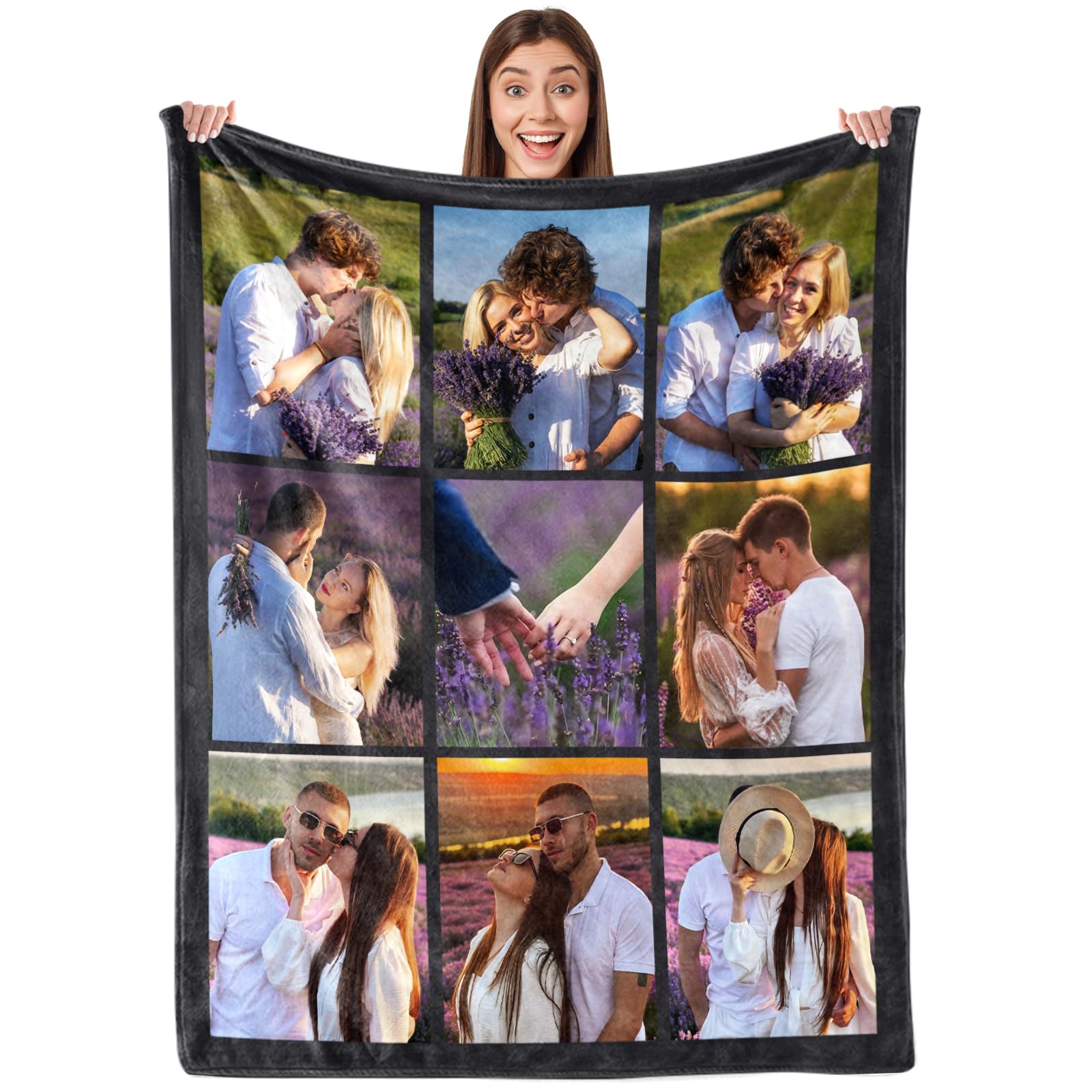 Ultragifta Custom Blanket with Picture Girlfriend Boyfriend Gifts Customized Fleece Photo Blanket Personalized Blankets for Couples Birthday Christmas