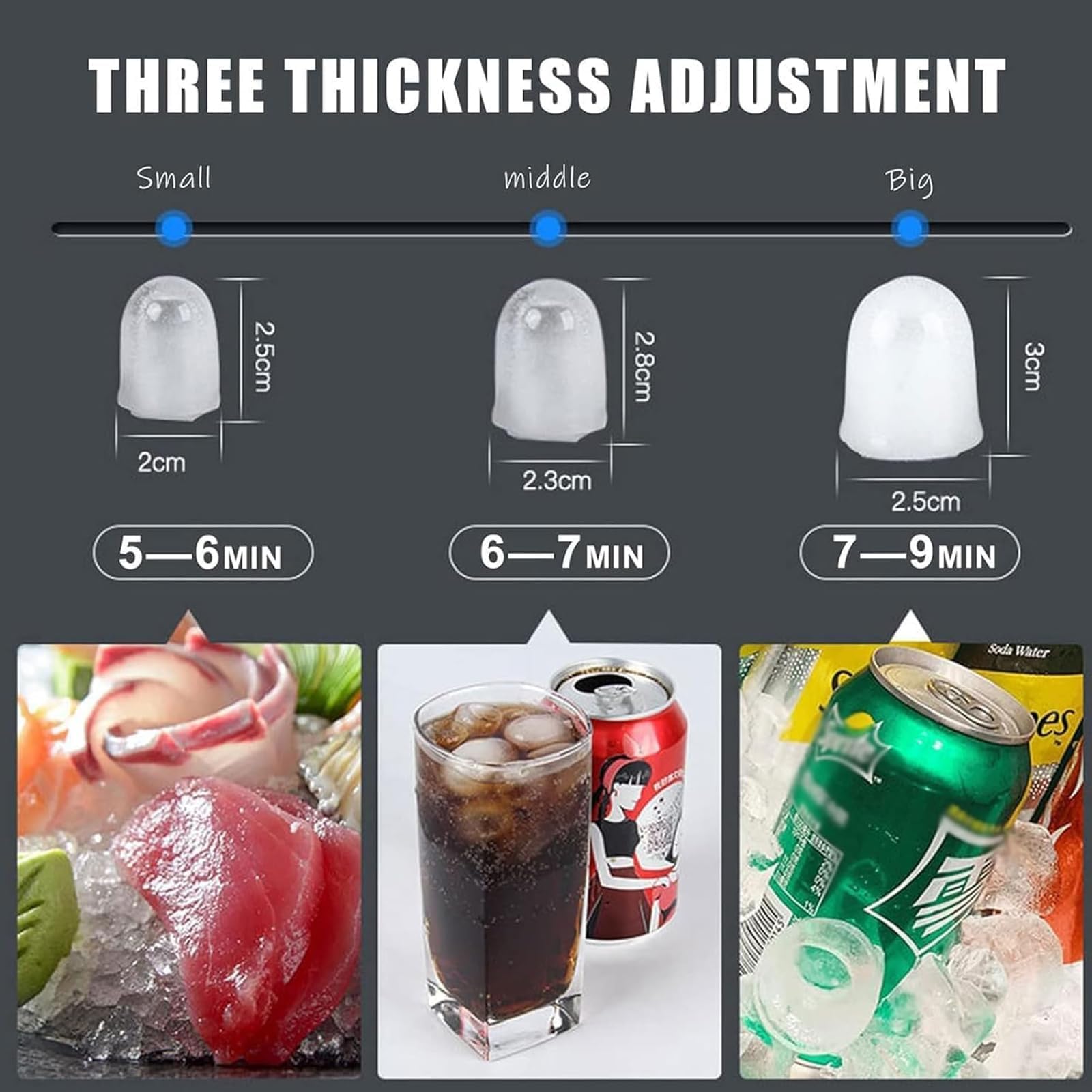Máquina de Hielo y Dispensador de Agua 2 en 1 – 15kg/33lbs en 24h, 3 Tamaños de Cubitos, Doble Entrada de Agua, Pantalla LCD Autolimpiante, Máquina de Encimera para Hogar, Oficina, Bar