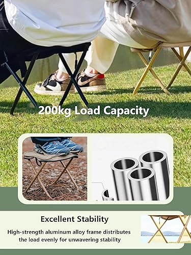 Miniatura 4 de Taburete de viaje para camping, silla portátil pequeña y portátil, con capacidad para hasta 440 libras, fácil de instalar con bolsa de transporte