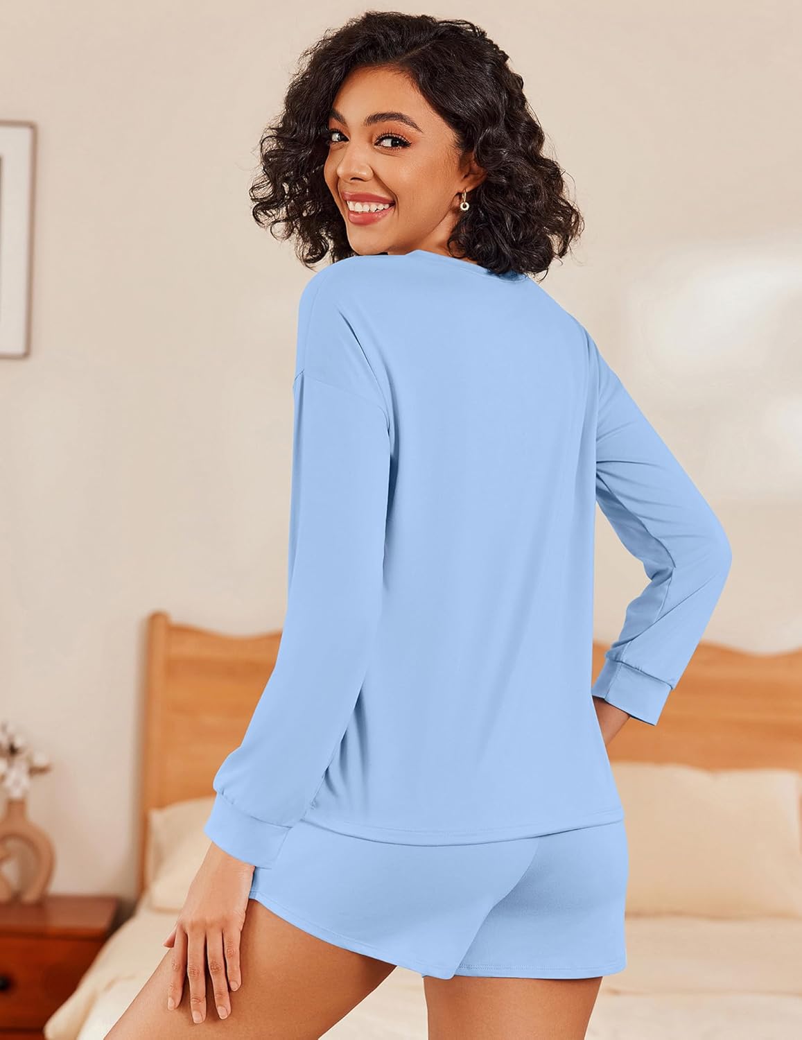 Ekouaer Womens Pajama Sets 2 Piece Lounge Set Casual Long Sleeve Loungewear Matching Sleepwear - Image 2