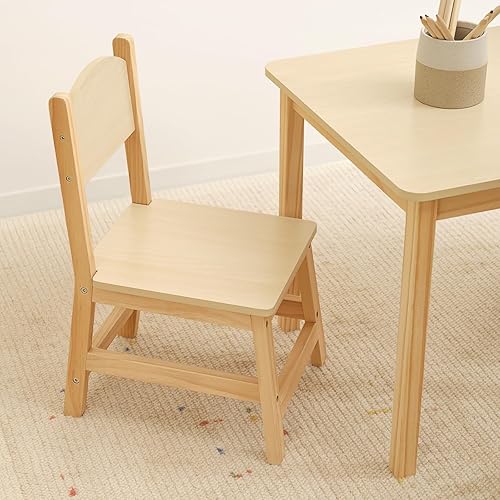 Miniatura 8 de Juego de mesa y sillas de madera para niños, escritorio impermeable, fácil de limpiar, borde liso, juego de sillas de mesa ideal para comer,