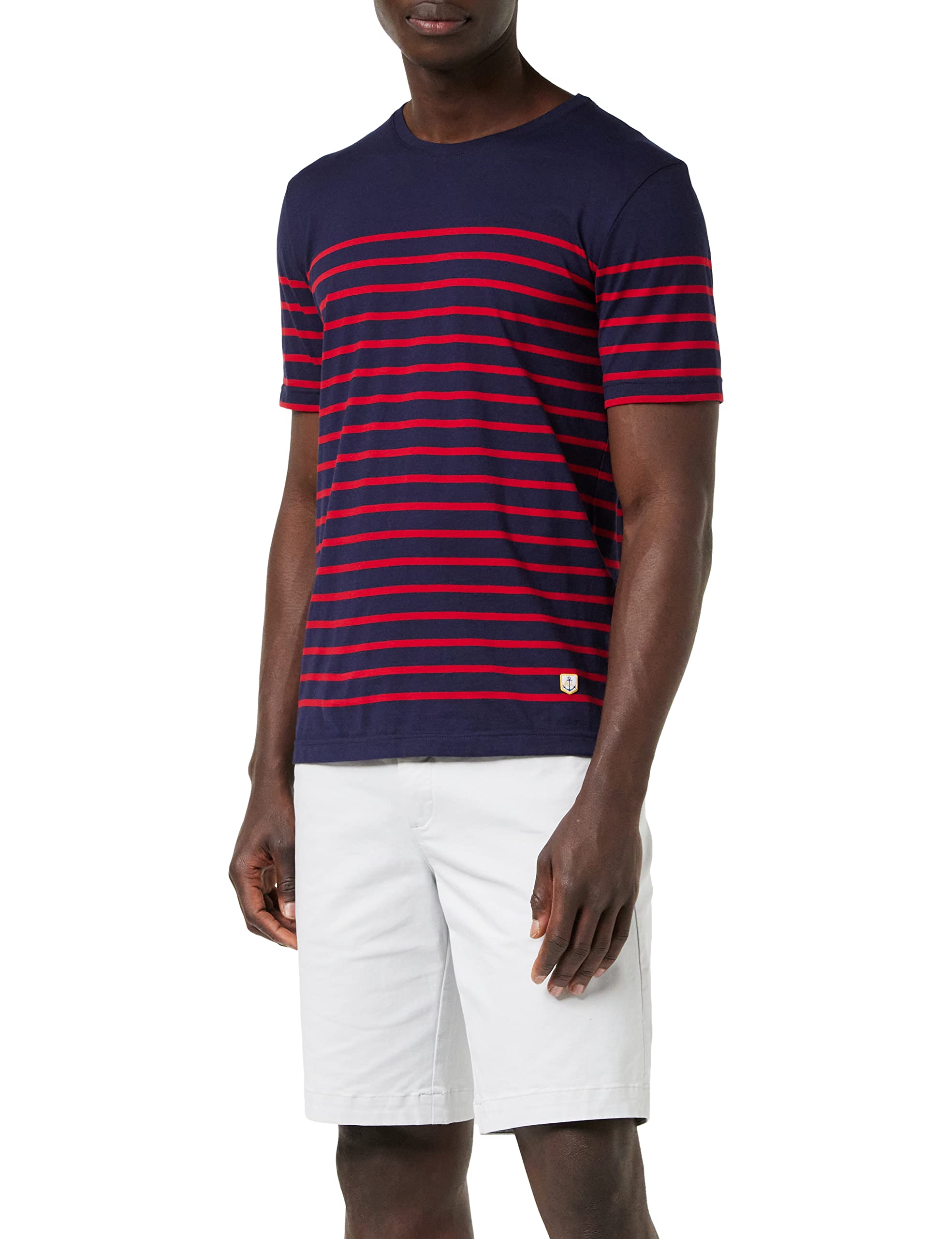 Armor-Lux Men's Blue (455 Navire/Braise 455) Armor Lux Marinière Tel Héritage Homme T-Shirt, Medium