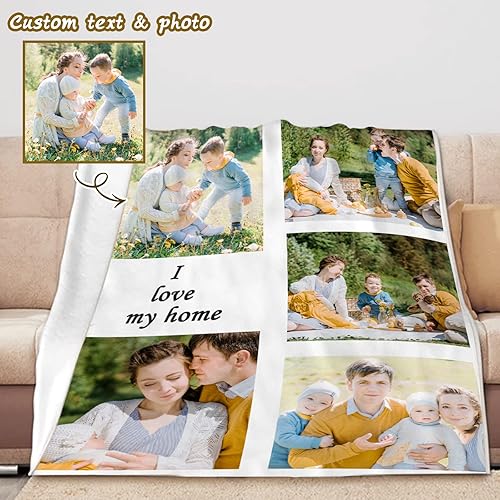 Miniatura 3 de Manta personalizada con fotos, texto, manta de cama personalizada con imagen, manta de franela personalizada para madres, padres, amantes, Navidad,