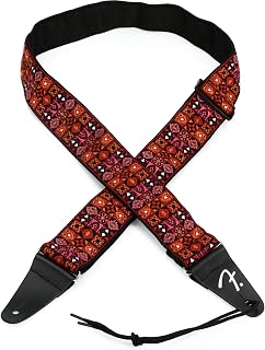 Fender® - Festival 0990638009 - Correa para guitarra, tejido de inspiración vintage, diseño de mosaicos, color rojo