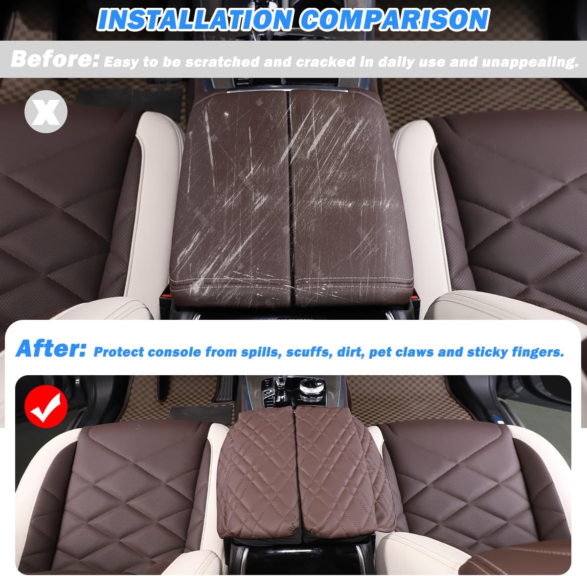Car Center Console Pad for BMW X5 G05 X6 G06 X7 G07 2019-2023 Car Armrest Cover Leather Cushion Waterproof Car Armrest Seat Box Protector Accessories (Style A) image 2