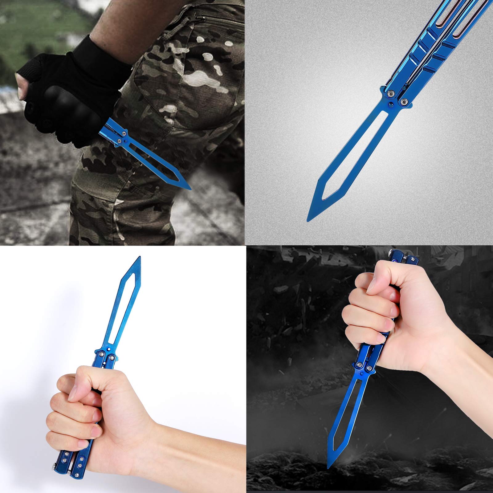 Palos de práctica de Acero Inoxidable para Principiantes, no Afilados, Duradero (Azul)