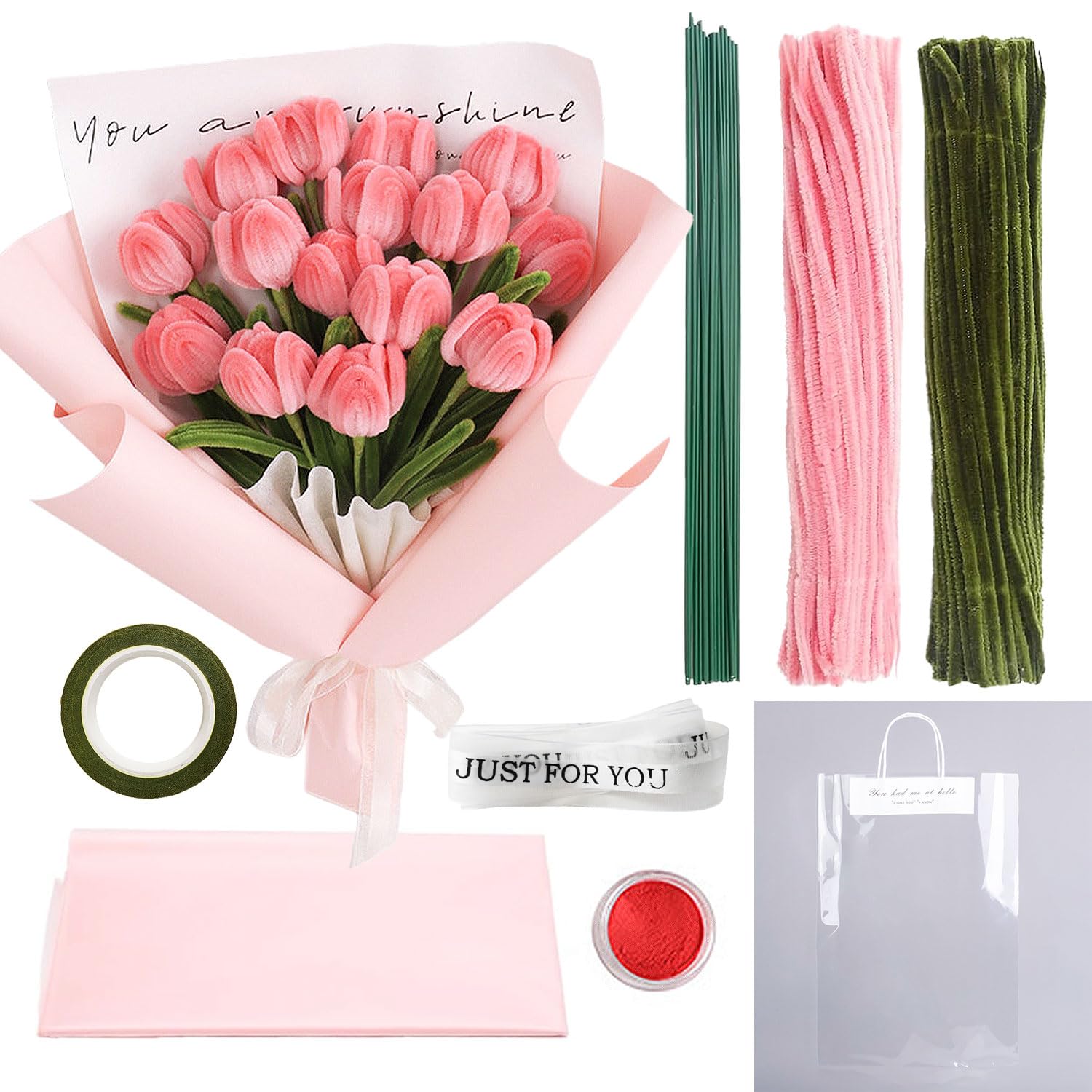 310 Pfeifenreiniger Bastelset - 4 Farben Mit Zubehör Für Blumen & Dekoration