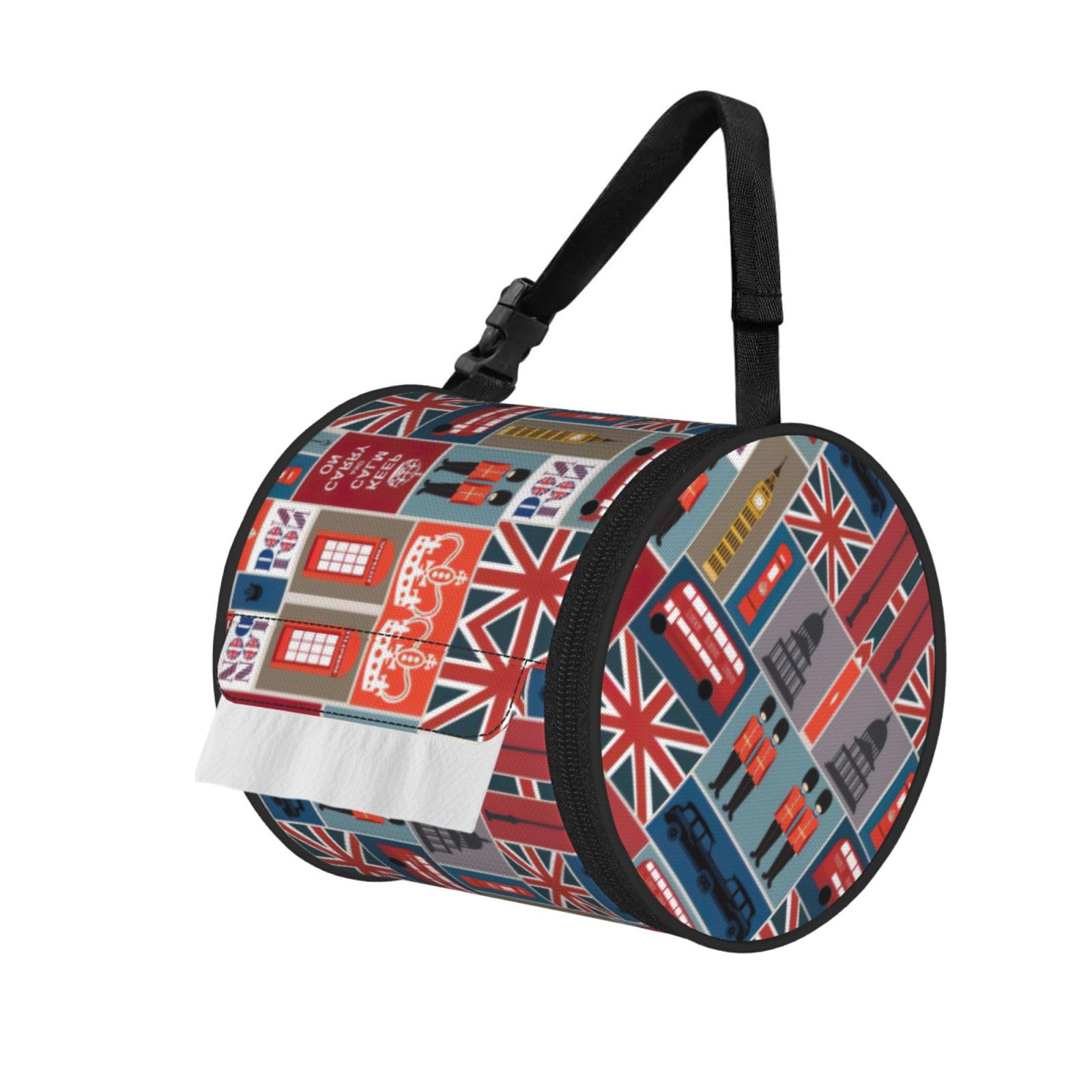 England Symbols Print Fashion Tissues Organizer Box, Hanging Tissue Holder For Purse Coins For Car Office Daily Outing