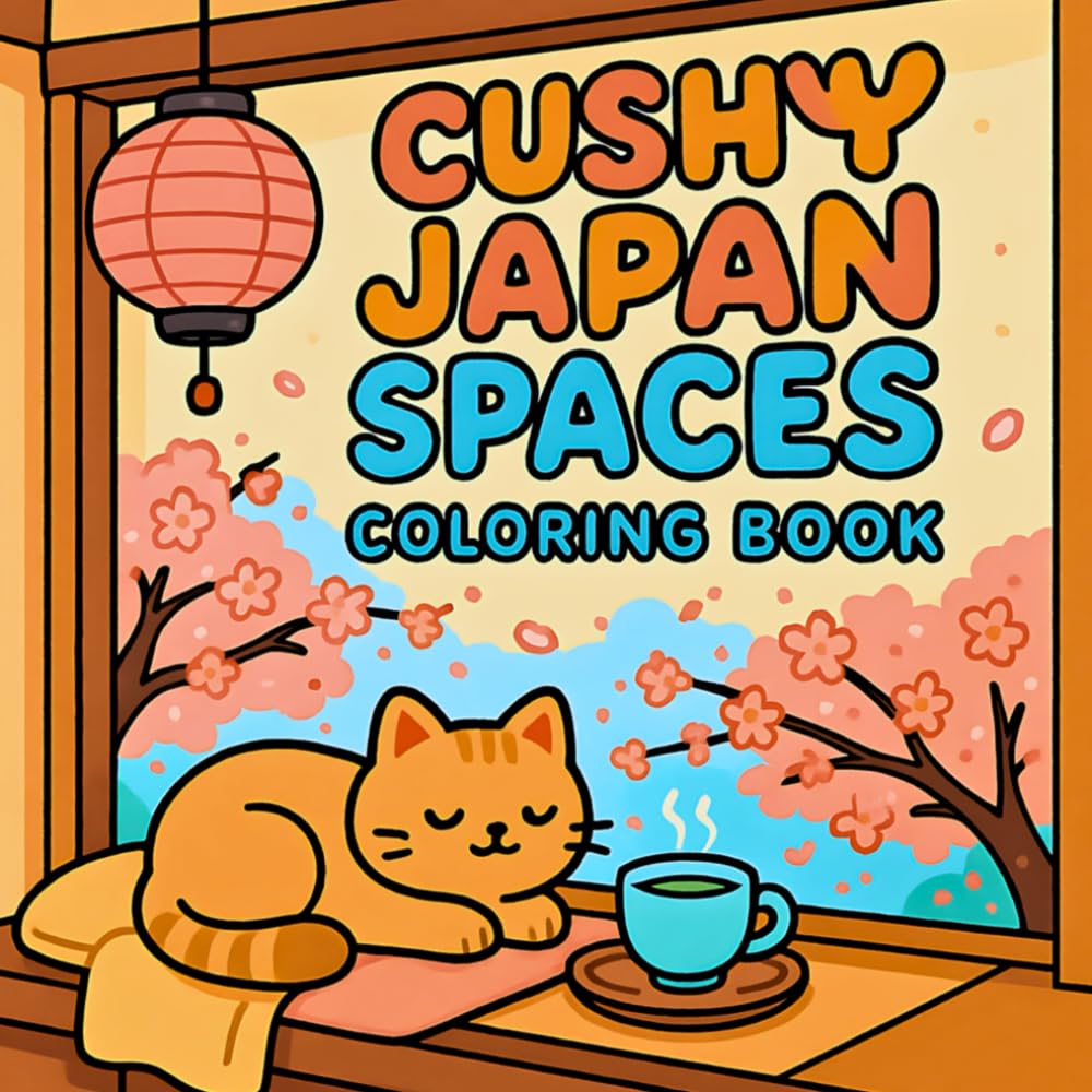 Cushy Japan Spaces Coloring Book: Cute Coloring Book For Adults & Teens With Delightful Japanese Scene For Relaxation