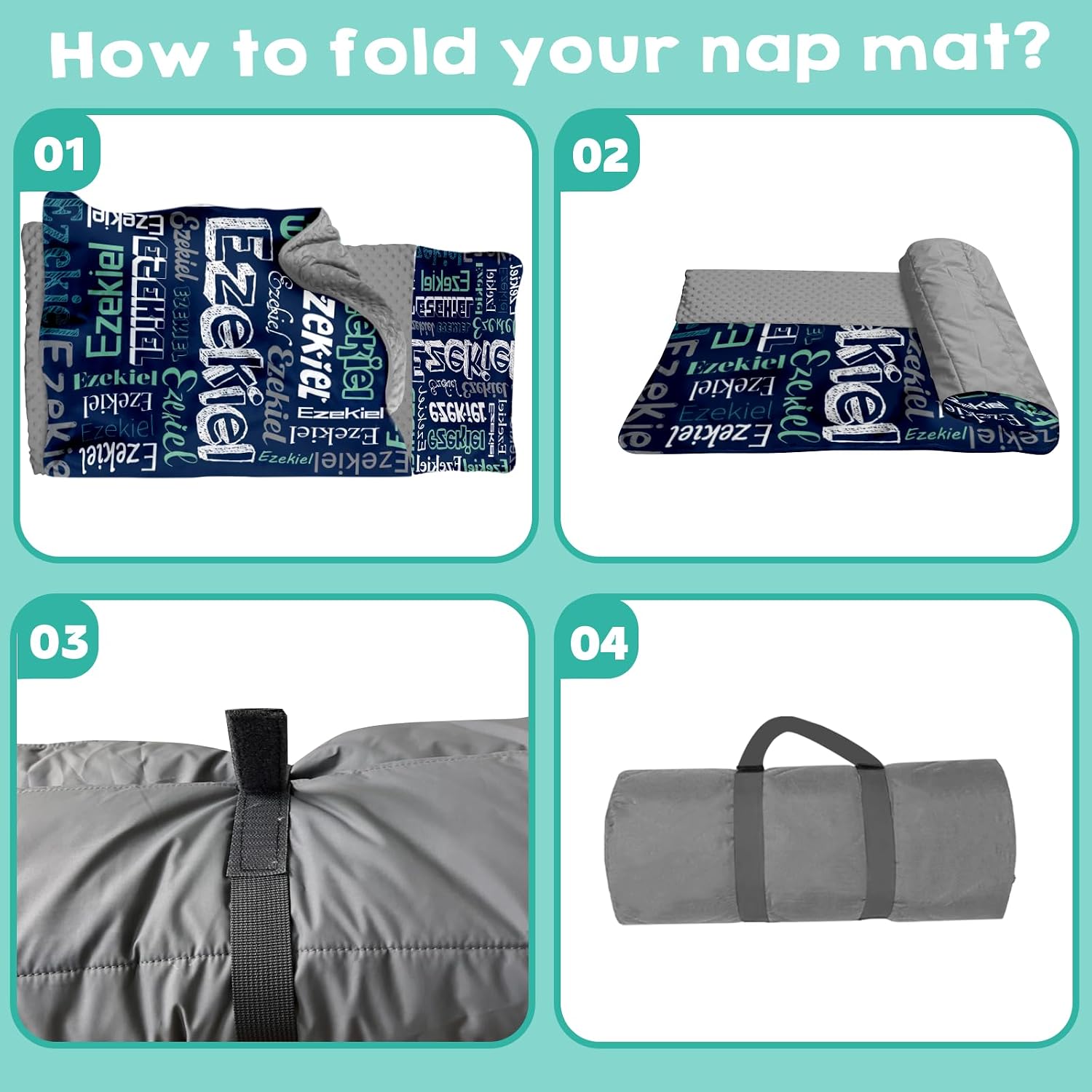 Personalized Toddler Nap Mat, Custom Name Kids Sleeping Bag, Daycare Nap Mat with Pillow and Blanket, Nap Mats for Preschool Kindergarten, Toddler Sleeping Bag Rolled Slumber Bags