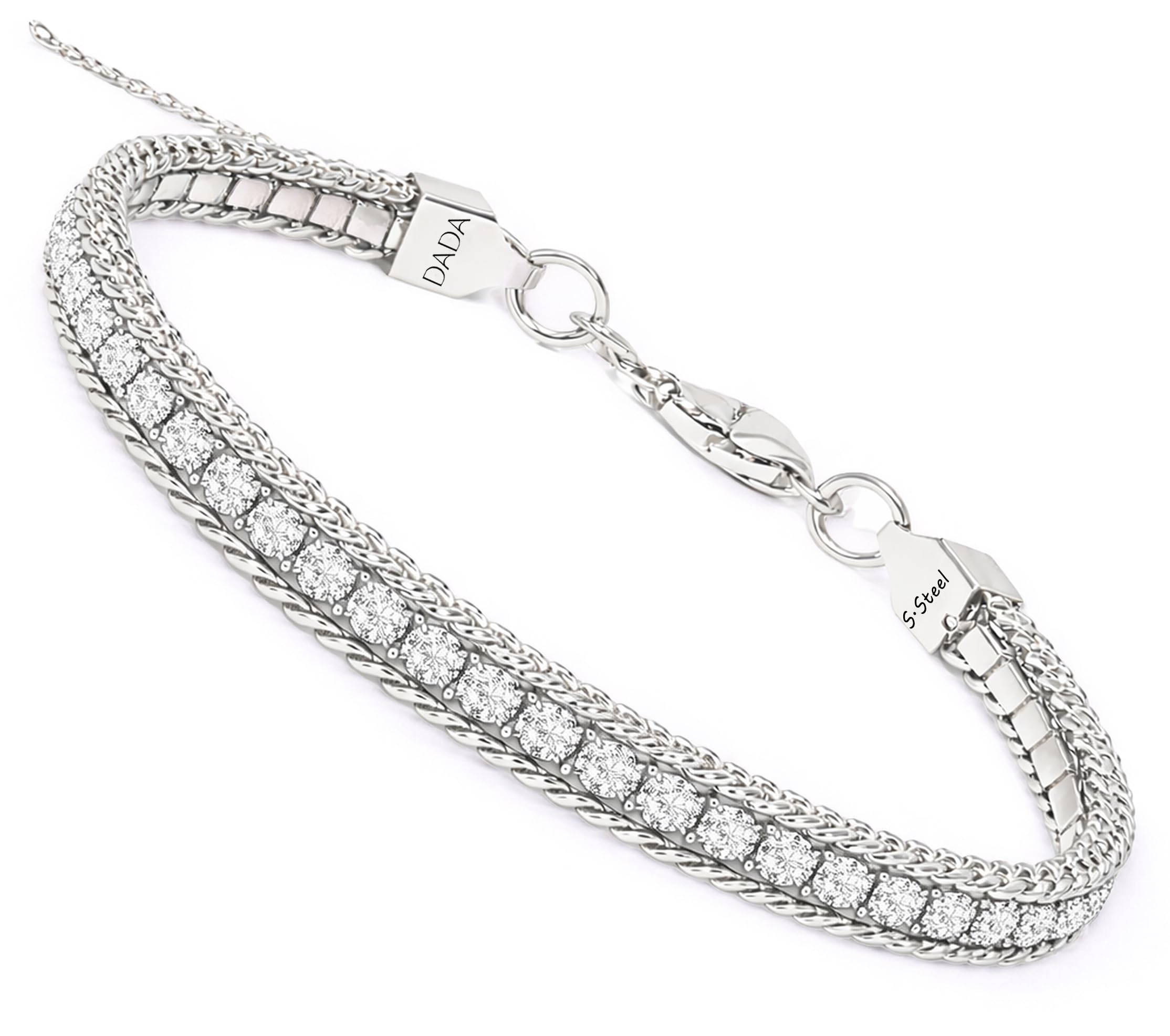 Dada Gioielli - Bracciale Tennis e Grumetta in Acciaio inossidabile da Donna e da Uomo. Design Elegante e lunghezza Regolabile, Idea Regalo per Lei e per Lui