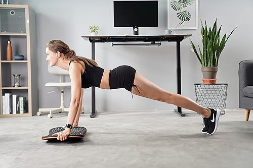 Miniatura 3 de FEZIBO - Tapete antifatiga para estar de pie en el escritorio, tabla de equilibrio de madera con diseño ergonómico, cómoda mecedora para usarse en