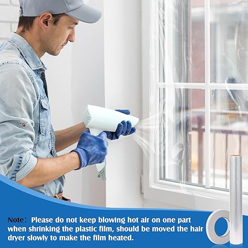 Miniatura 6 de Frienda Kit de aislamiento de ventana de 4 rollos para invierno, cada rollo de 62 x 210 pulgadas, kit de aislamiento de plástico para ventanas