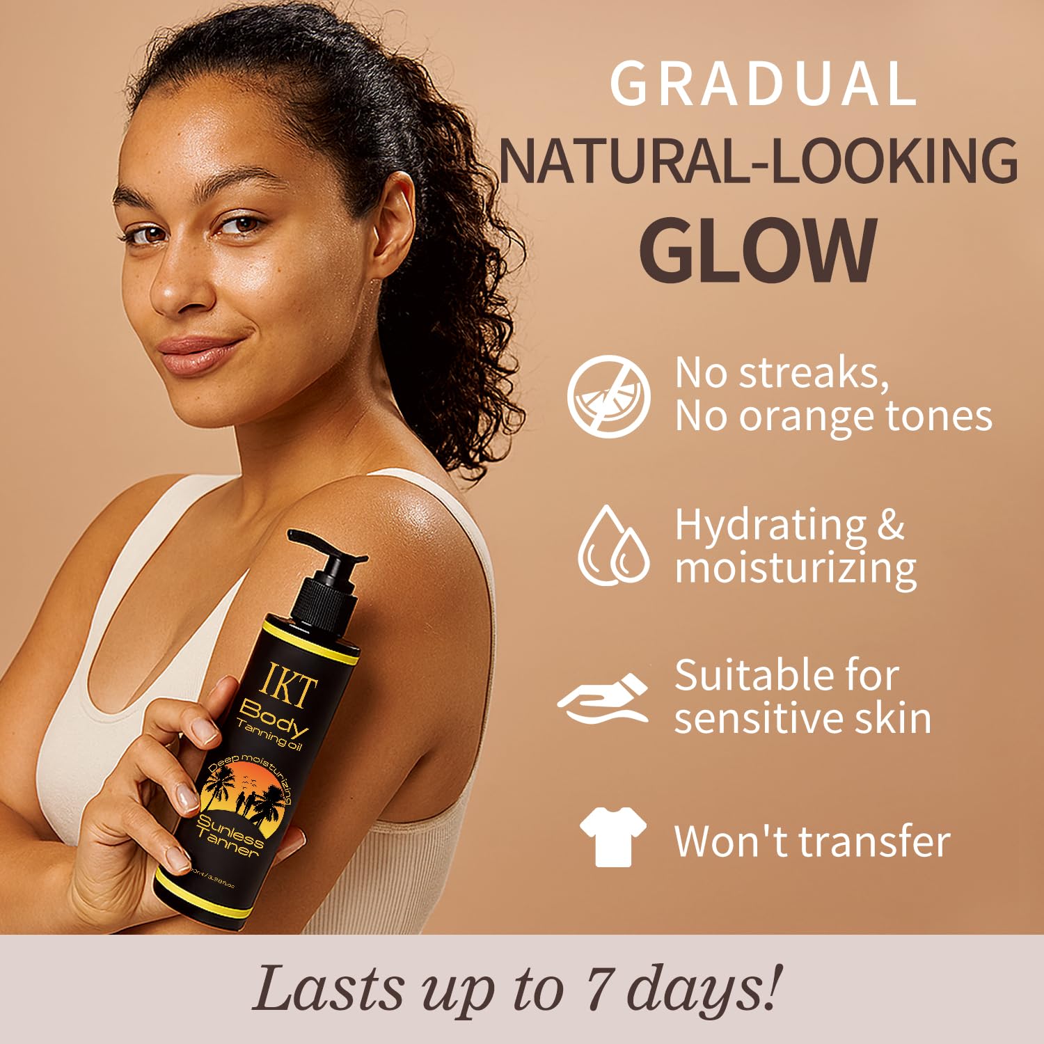 FUNAN Self Tanner Tanning Oil Kit, Deep Moisturizing Sunless Tanner with Application Mitt - Image 3