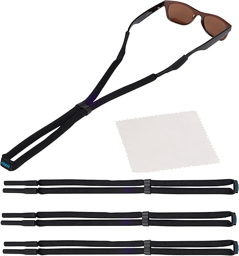 Sidelinx Correas flotantes para lentes de sol (paquete de 3) – Cordones flotantes ajustables para lentes – Correas para gafas con paño de limpieza