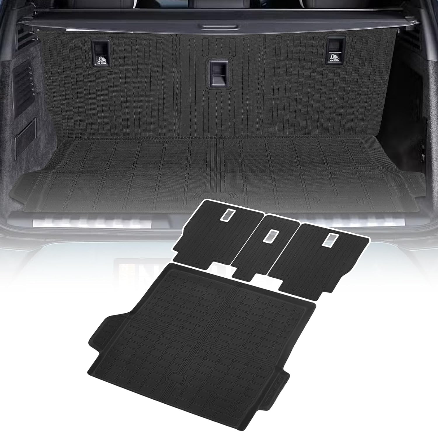 Cargo Liner Compatible with 2023-2025 Range Rover Trunk Mat Cargo Mat Back Seat Cover Protector (Backrest Mats+Trunk Mat)