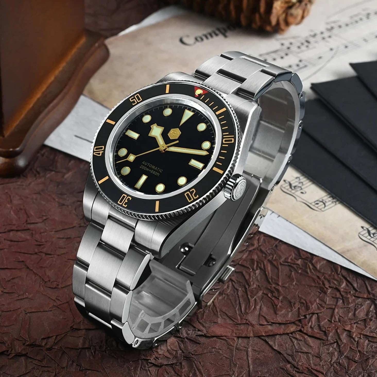 watchdives San Martin Orologio da Uomo SN008GC BB58, Orologio Subacqueo da 40 mm NH35 Orologi Meccanici Automatici, Orologio da Polso Impermeabile di Lusso da 20 Bar per Uomo