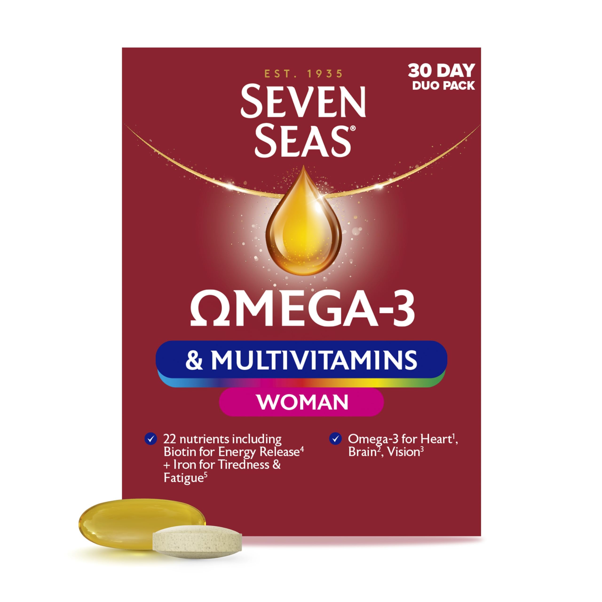 Omega-3 and Multivitamins Woman, with Biotin and Iron, 30-Day Duo Pack