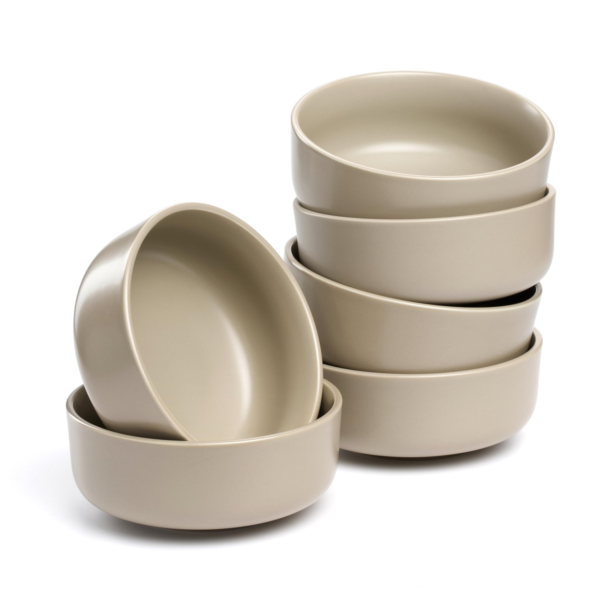 LEONARDO HOME Juego de 6 cuencos ROMA • Diámetro 15,7 cm • Apto para microondas y lavavajillas • Apilable • Vajilla de cerámica para 6 personas • Cuenco de postre, superficie ligeramente mate • beige
