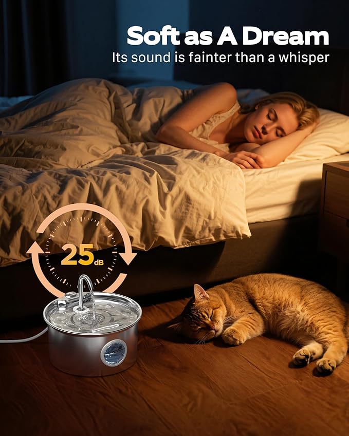 Fuente de Agua para Gatos Acero Inoxidable ATMZIQXR 2.6L miniatura 8
