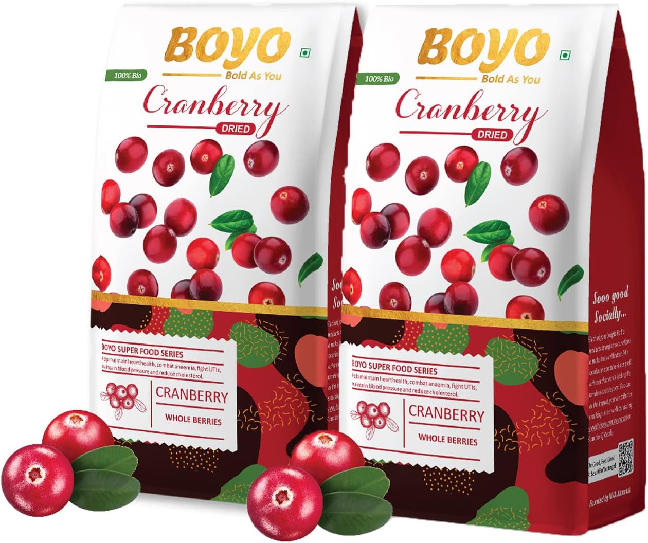 BOYO Dried Whole Cranberry 400Gm 100% Vegan And Gluten Free - Vitamin Rich Cranberries, Dried Cranberries, Healthy Snack For Kids And Adults